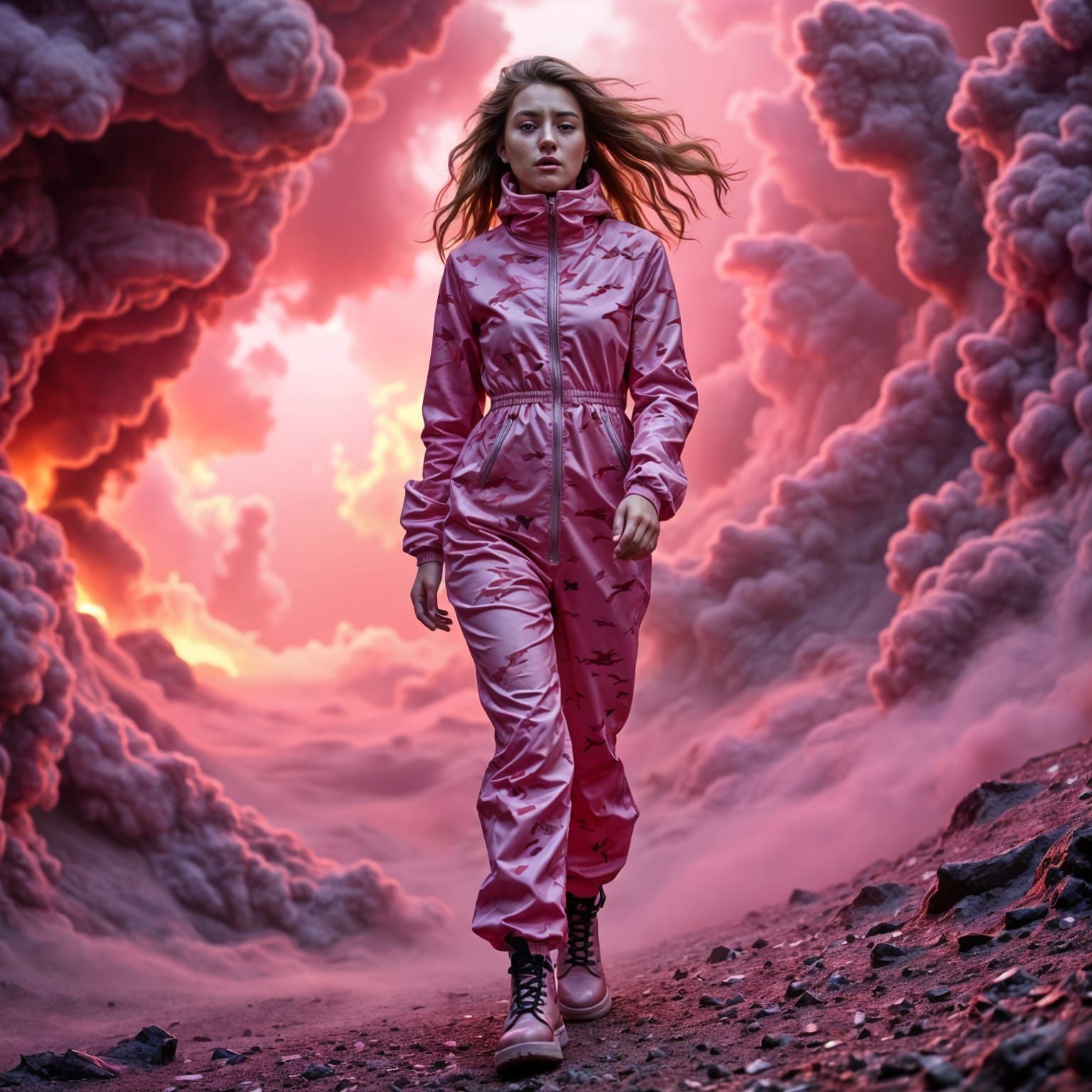 Vibrant Pink Nebula in Cinematic Style