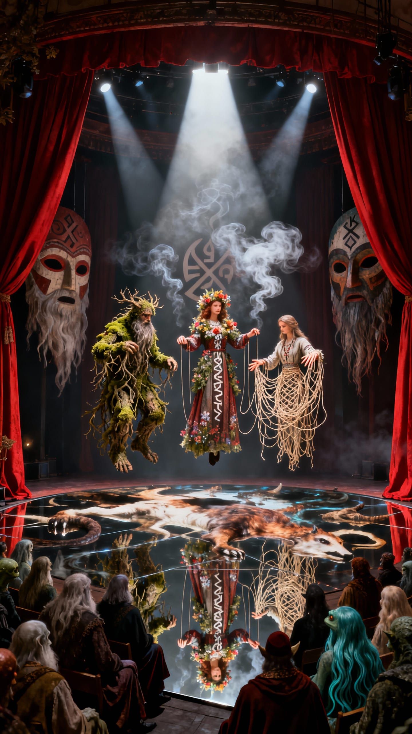 Surreal Slavic Stage Ritual with Ancient Beings