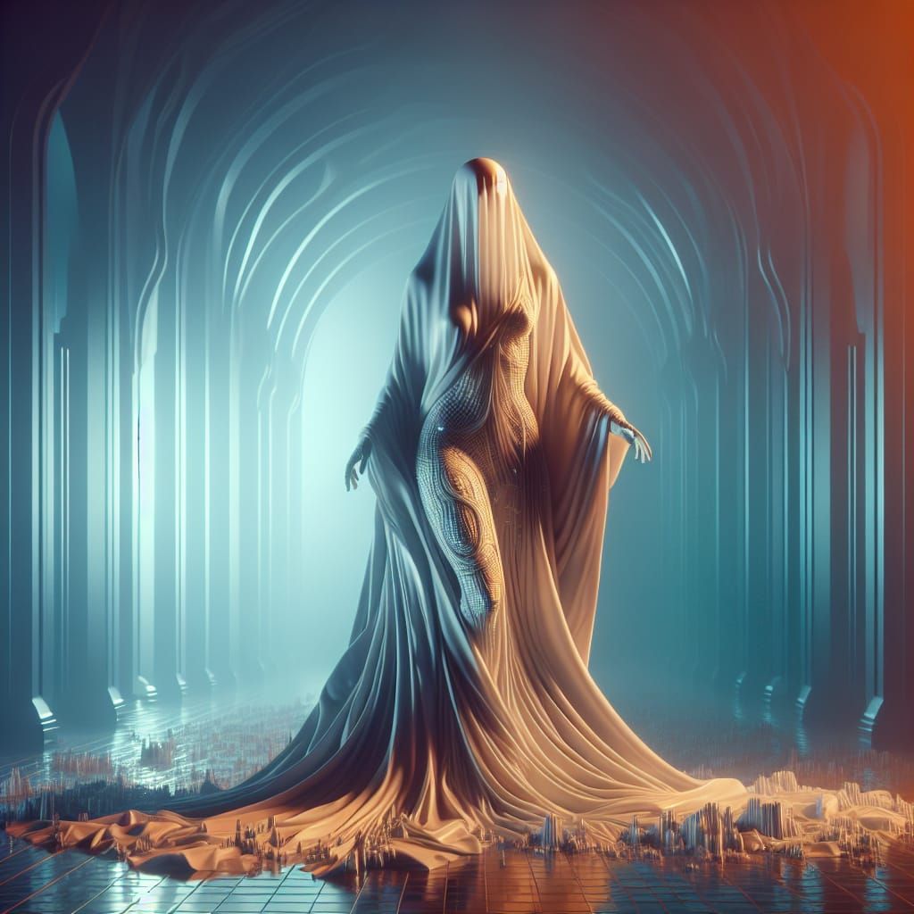 Fabric Entity Emerges from Pale Night Ambiance