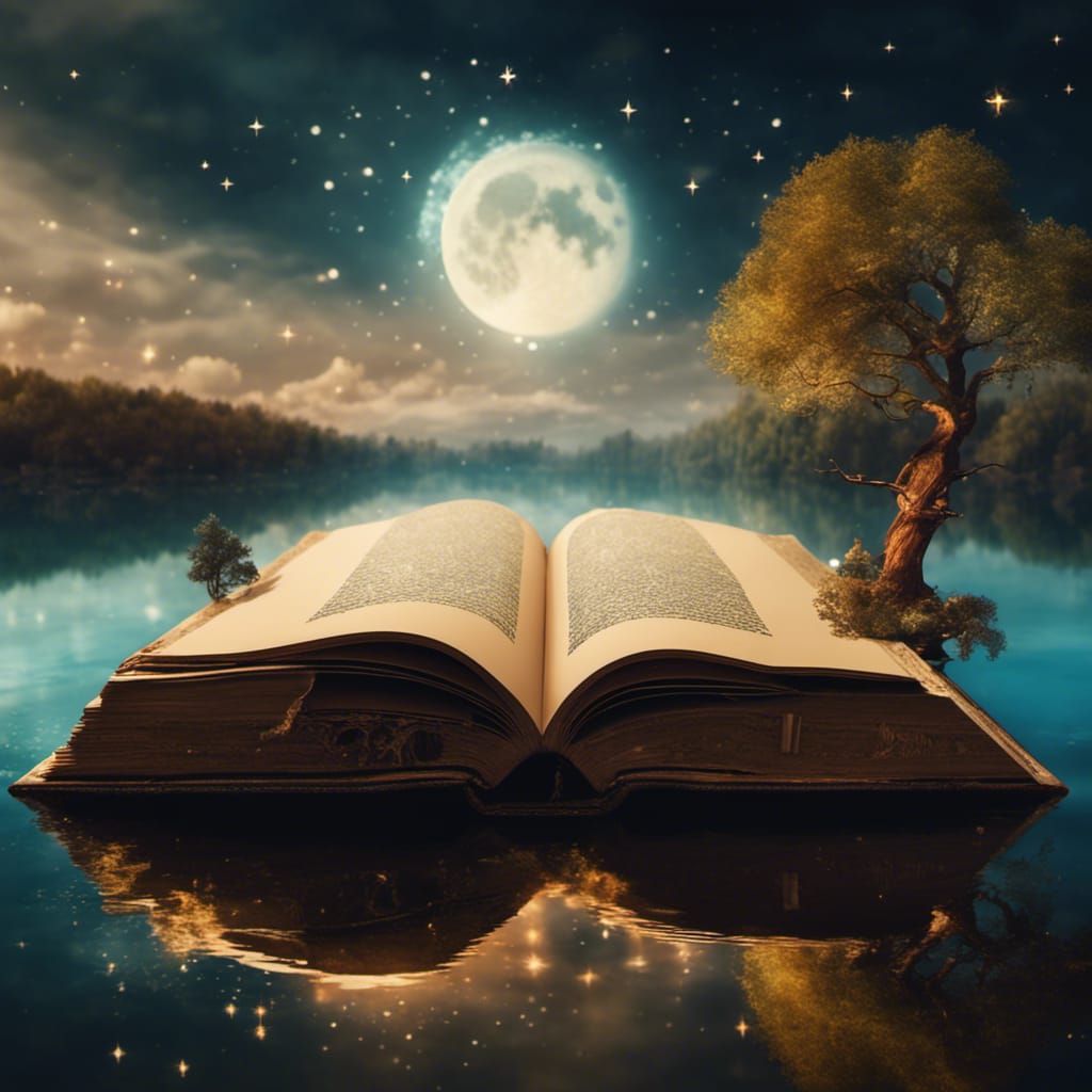 Enchanted City in Ancient Book, Fantasy Illustration