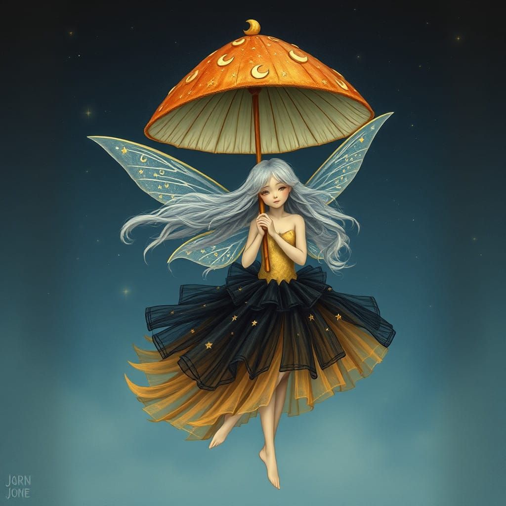Mystical Fairy Under Celestial Umbrella