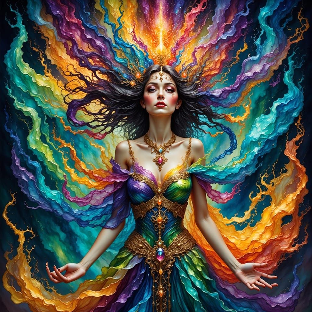 Ethereal Sorceress Conjuring Vivid Magic