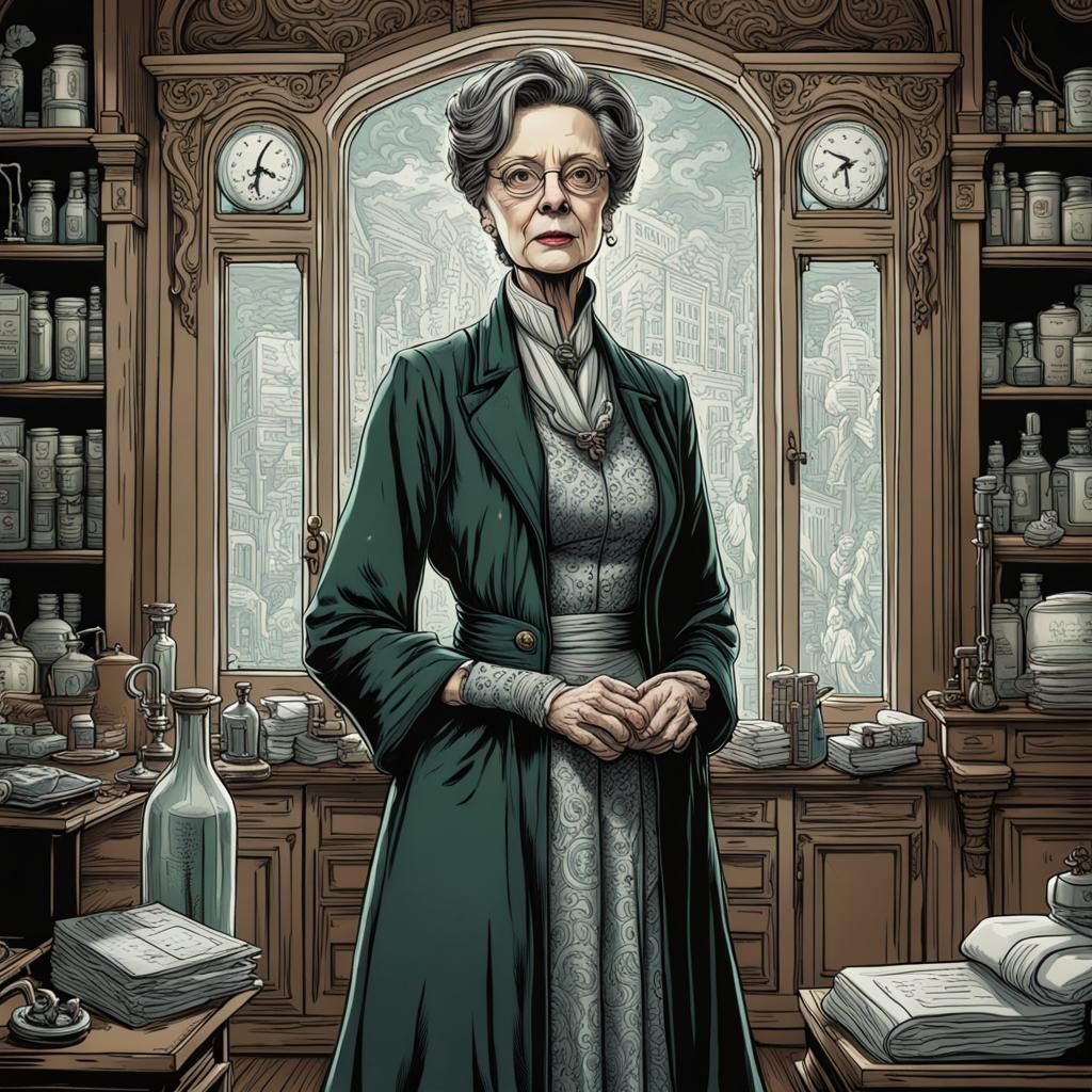 Ornate Portrait of Minerva McGonagall as Physician