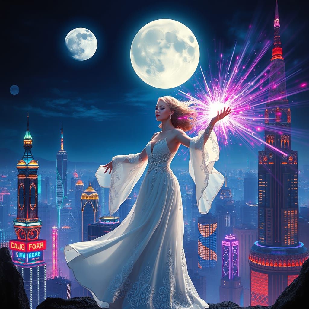 Psychedelic Magic Meets Cyberpunk in Dreamlike Cityscape