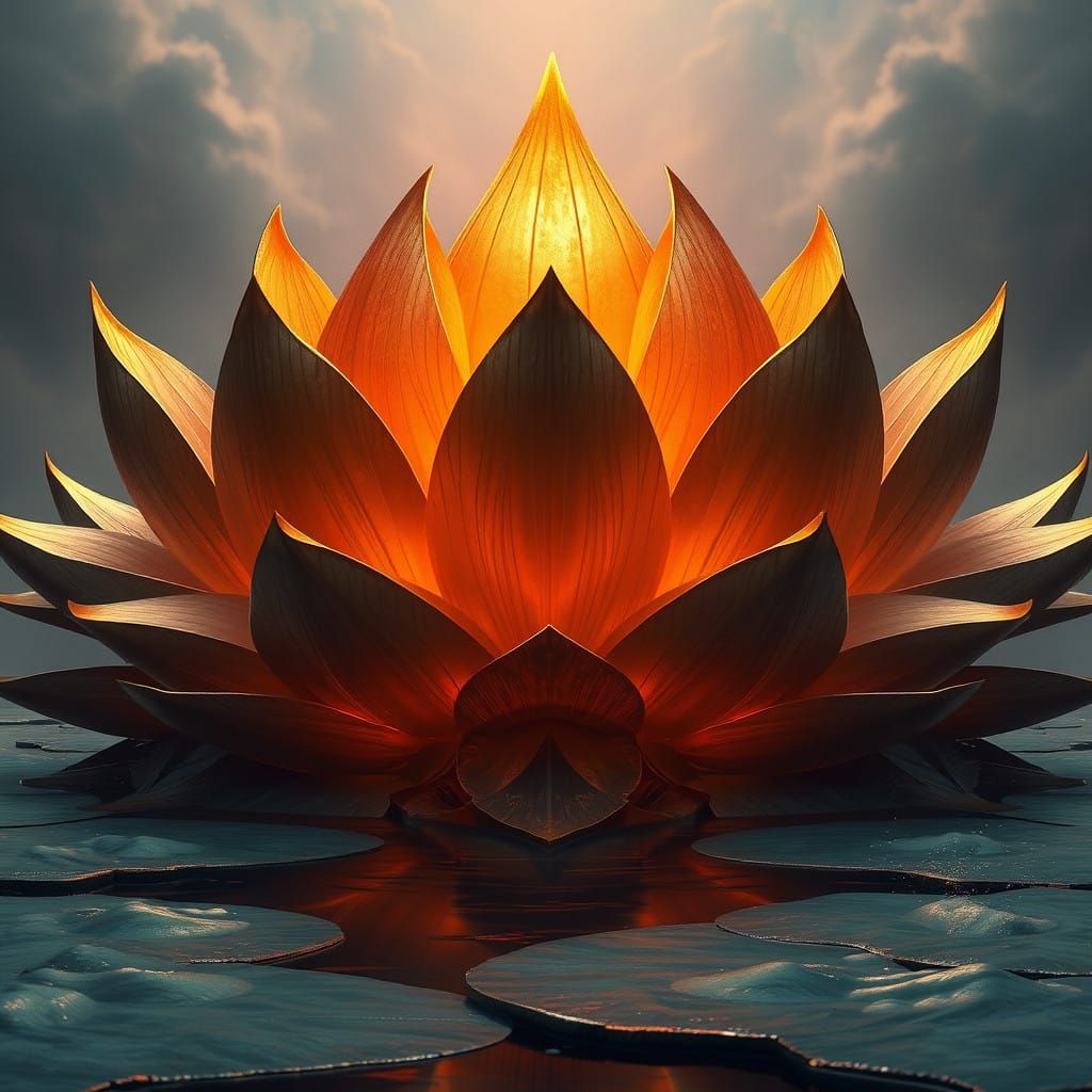 Fantastical Lotus Blooms Beyond the Horizon
