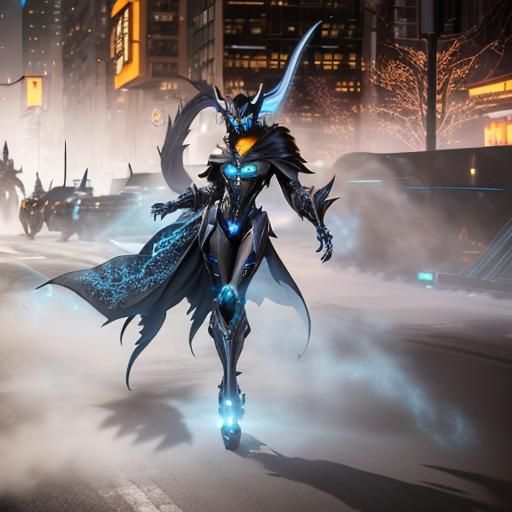 Cyberpunk Tabaxi Transformer with Glowing Filigree