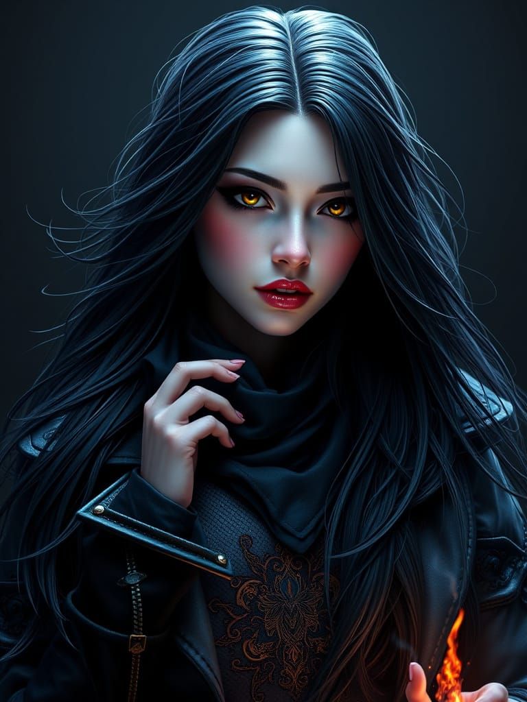 Fantasy Witch Portrait in Vibrant Concept Art Style