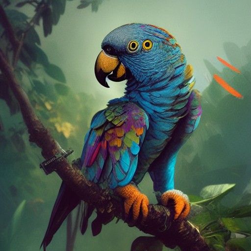 Hyperdetailed Portrait of a Cute Baby Parrot