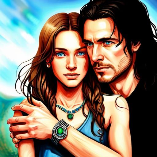 Hyperrealistic Man and Girl Holding Hands