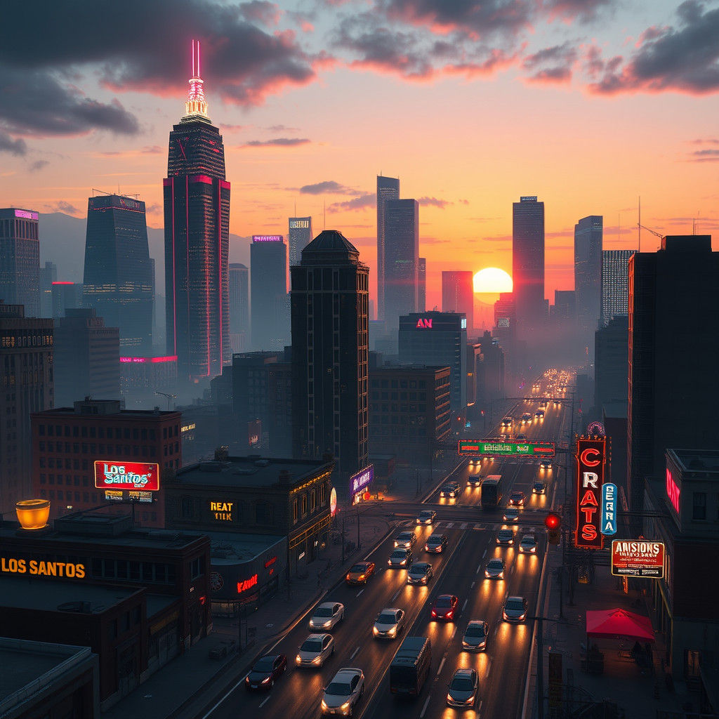 Los Santos at Night: Hyper-Realistic Urban Scene