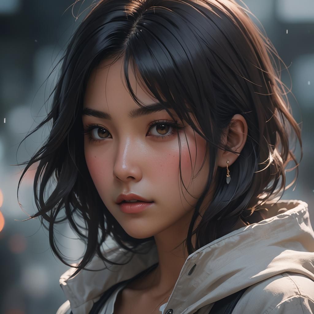 Mysterious Latin Woman in 3D Anime Style