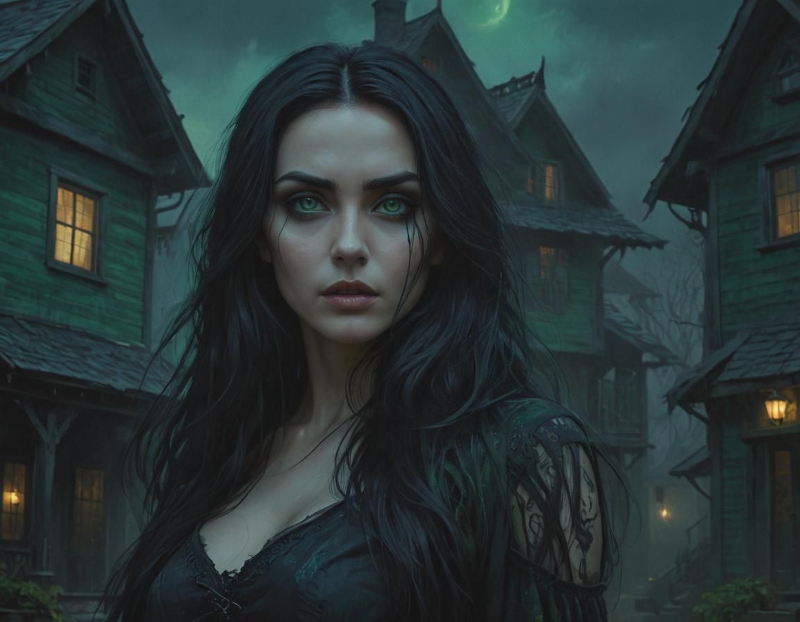 Dark Fantasy Woman in Gothic Oil Painting Style