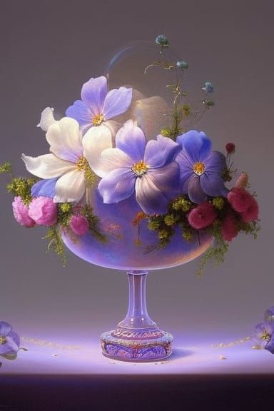 Luminous Wedding Cake with Shimmering Flowers