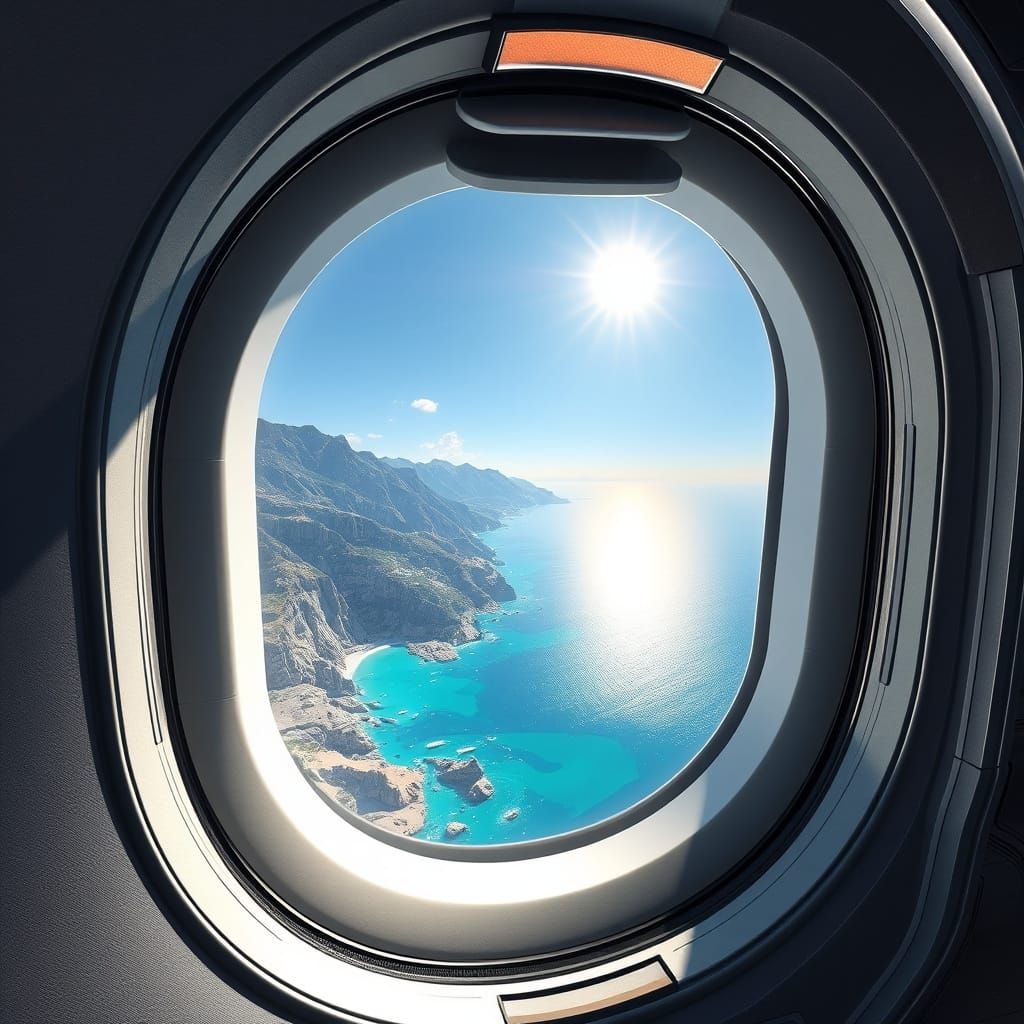 Futuristic Amalfi Coast from Airplane Window