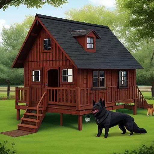 Boy with German Shepherd and Lab Chow Mix