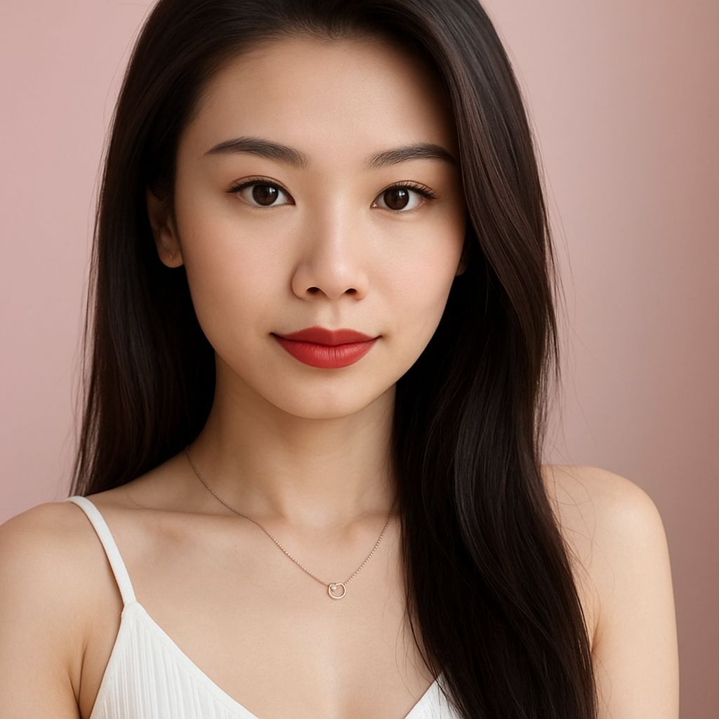 Stunning Portrait of an Asian Woman Facing Camera