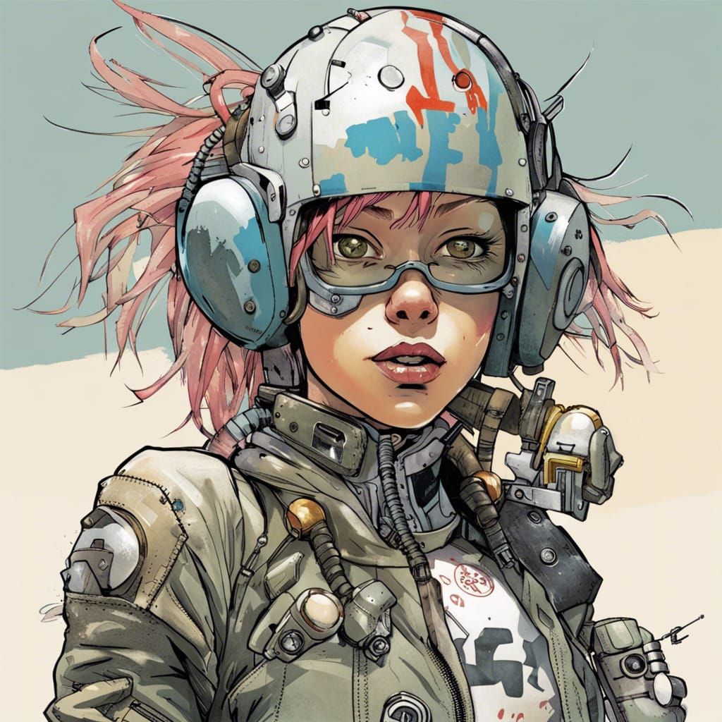 Punk Girl Mecha in Tank Girl Comic Style