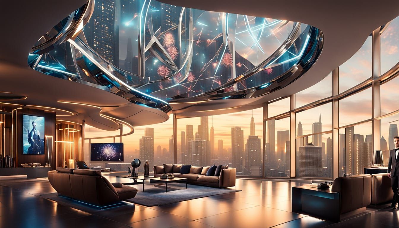 Confident Futuristic Leader in a High-Tech Studio