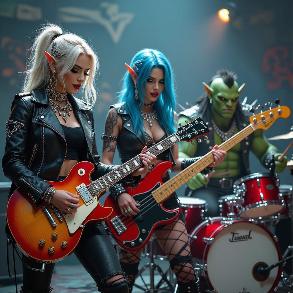 Fantasy Rock Band in Photorealistic Style