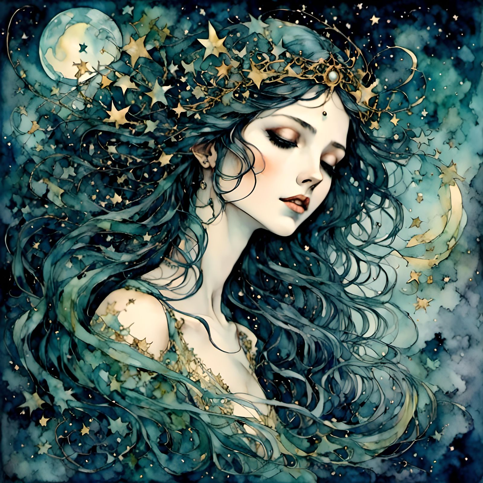 Celestial Dragons Fly Through Starry Dreamscape