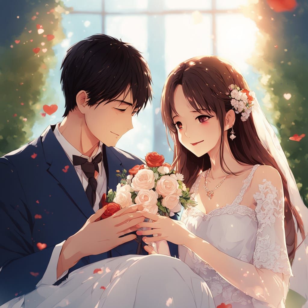 Anime Wedding Key Visual of Pregnant Couple