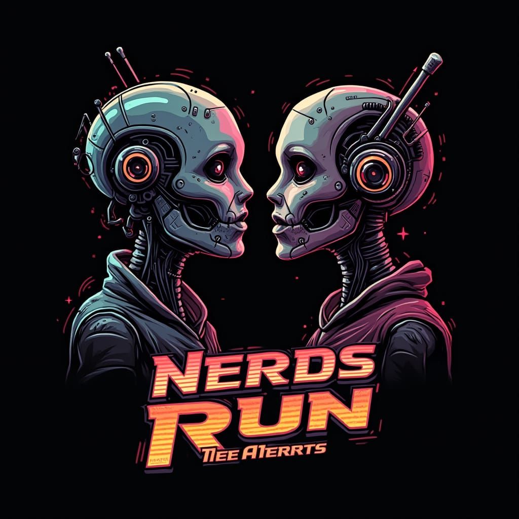 Retro Futuristic Robot Heads in Post-Apocalyptic Scene