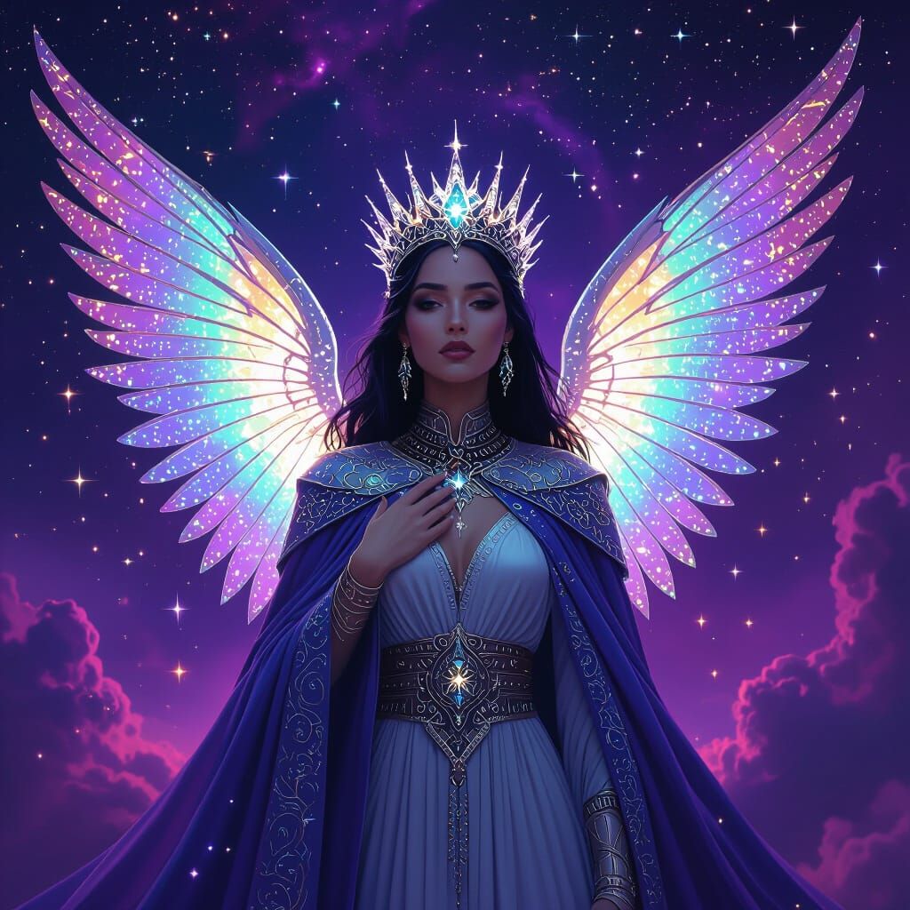 Arcturian Queen with Starry Crown and Nebula