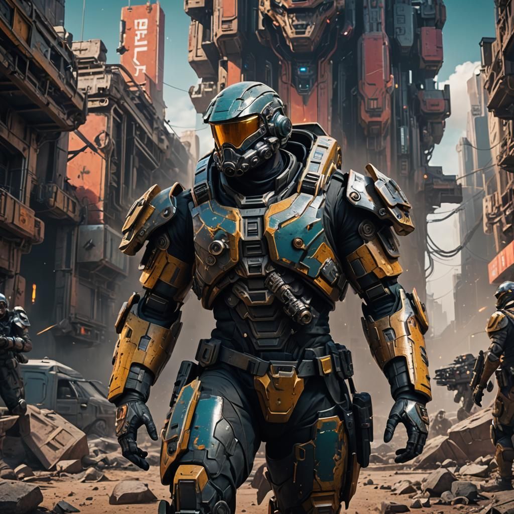 Sci-Fi Soldier in Detailed Matte Painting Style