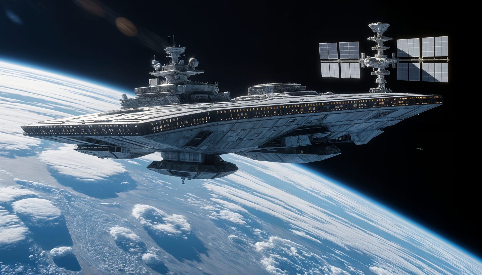 Alien Spaceship Hovers Near ISS in Realistic Orbit Photo