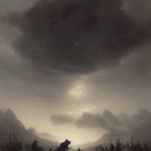Knights Duel Before a Cloud Castle