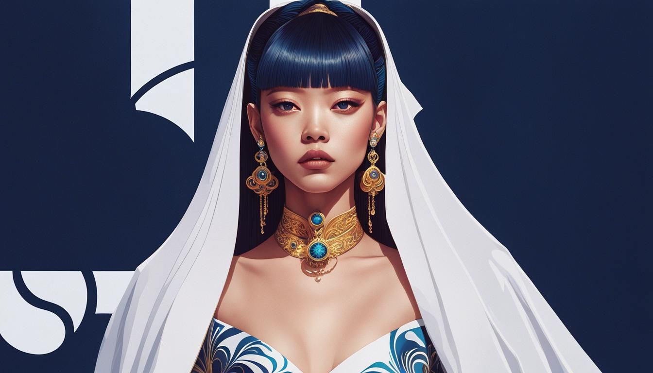 Art Nouveau Portrait with Golden Light and Swirling Patterns