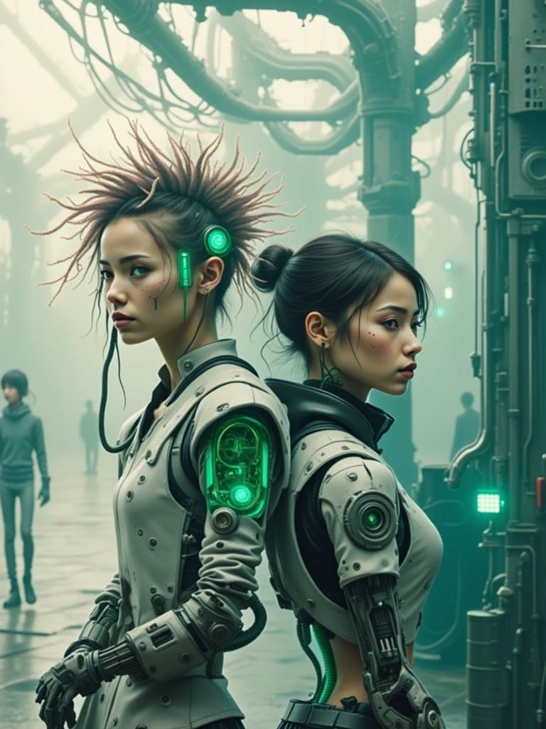 Cyberpunk Couple in Industrial Setting