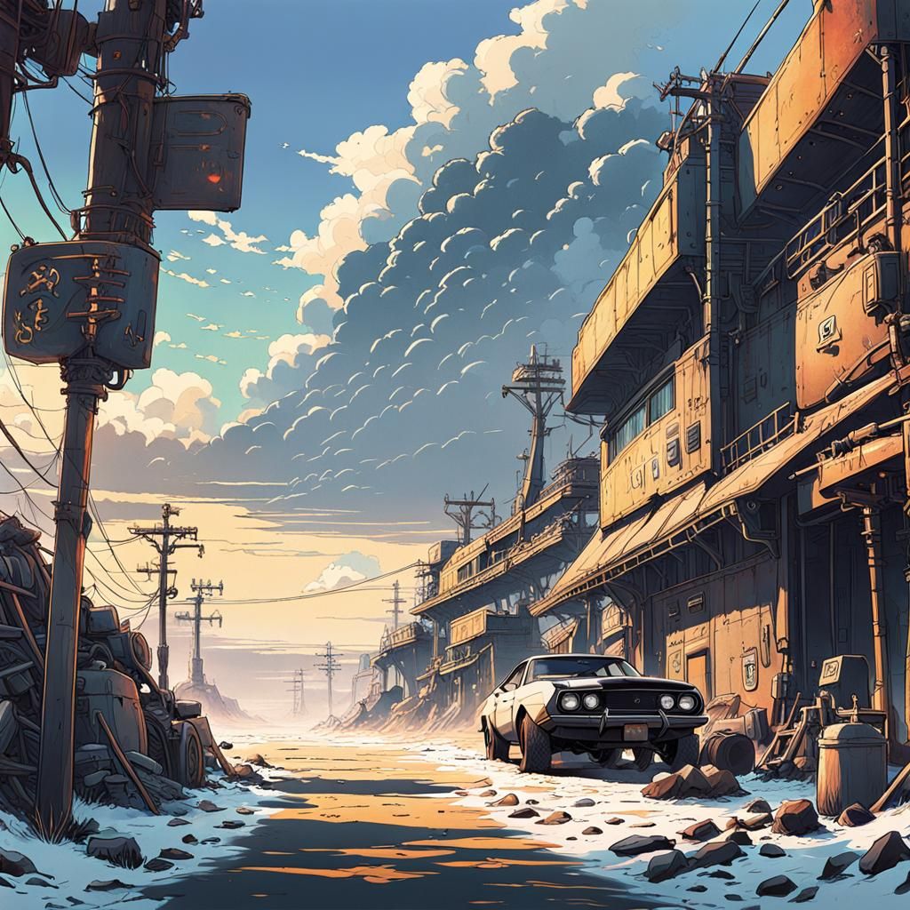 Mad Max Car in Studio Ghibli Anime Style