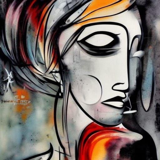 Blackbird in Street Art Style, Watercolor Painting