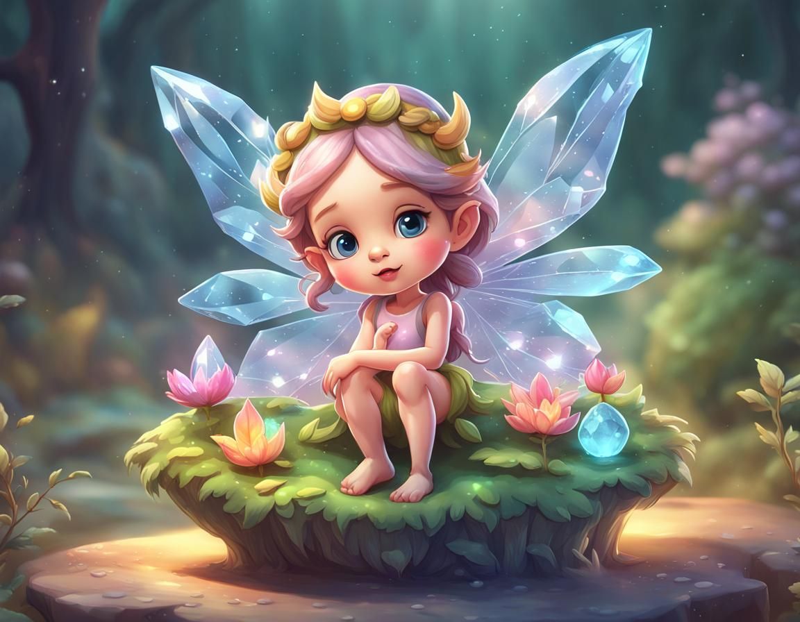 Mystical Crystal Fairies in Watercolor Painting Style