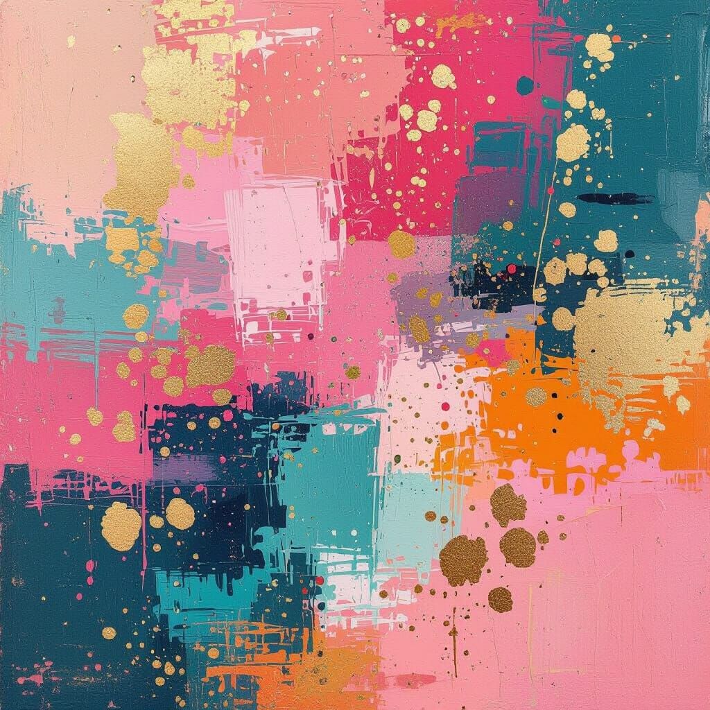 Abstract Acrylic Painting with Vibrant Brushstrokes