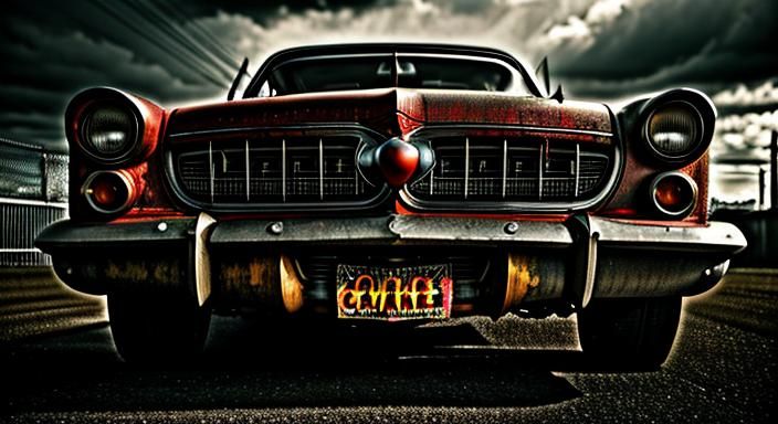 Creepy Clown in Rat Rod Race Car