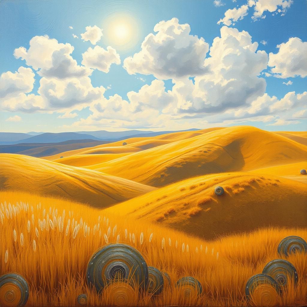 Idyllic Landscape Painting with Abstract Elements