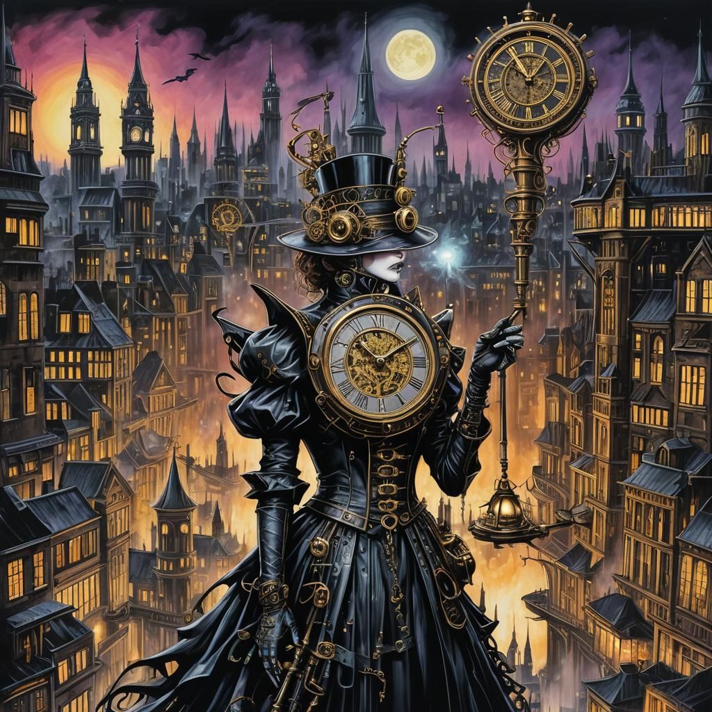 Steampunk Fairy Godmother's Clockwork Painting