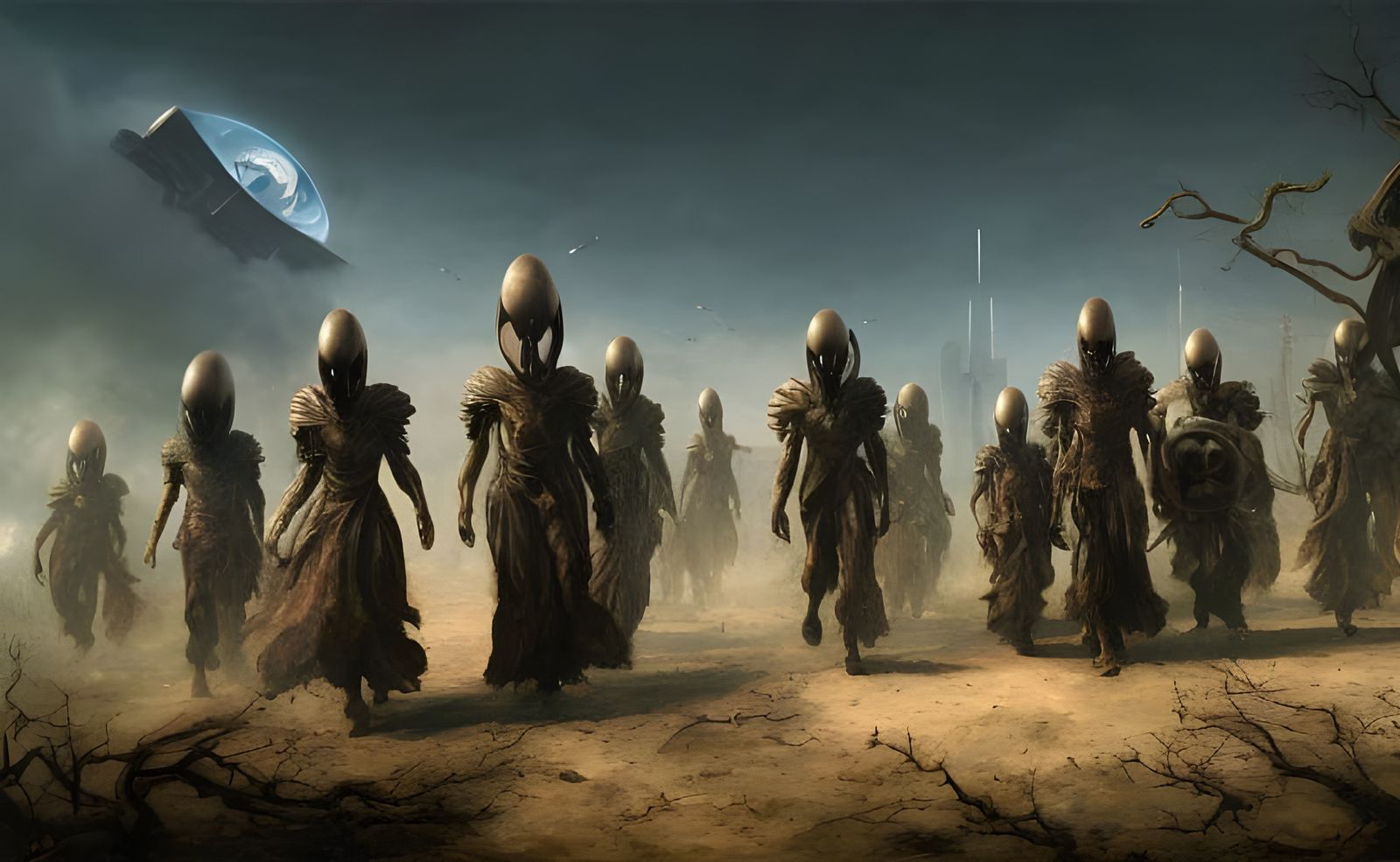 Surreal Alien Cartoon Group in Photorealistic Matte Painting