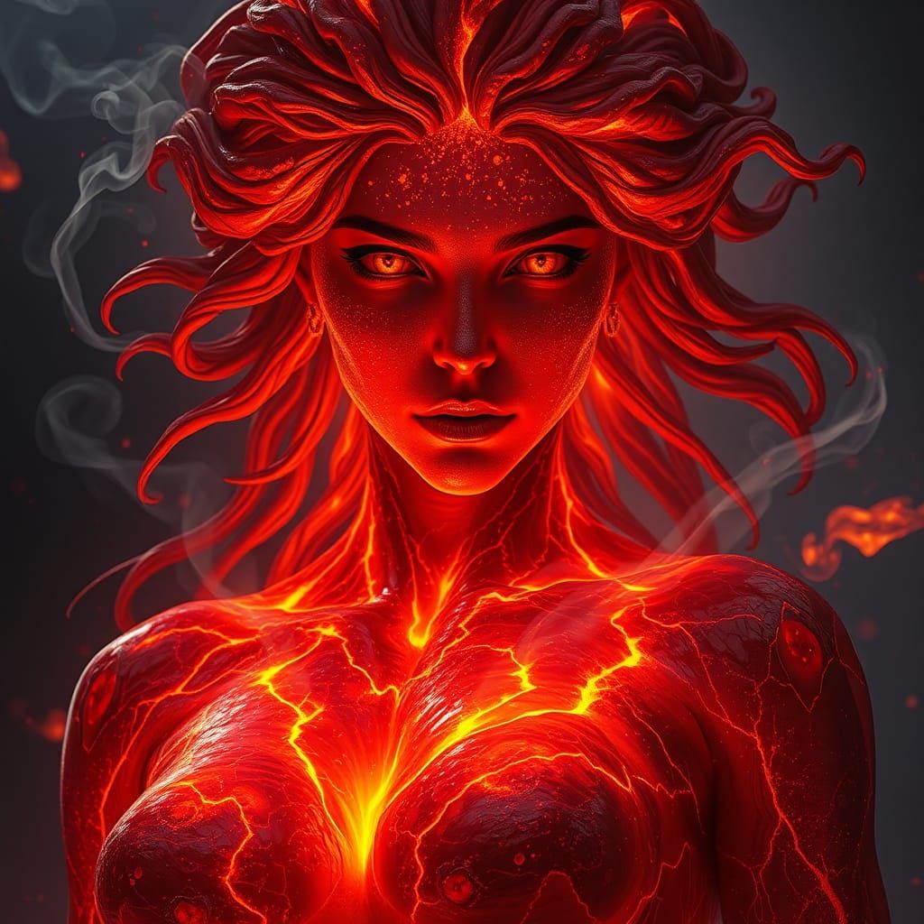 Magma Woman: Fantasy Concept Art in 8K