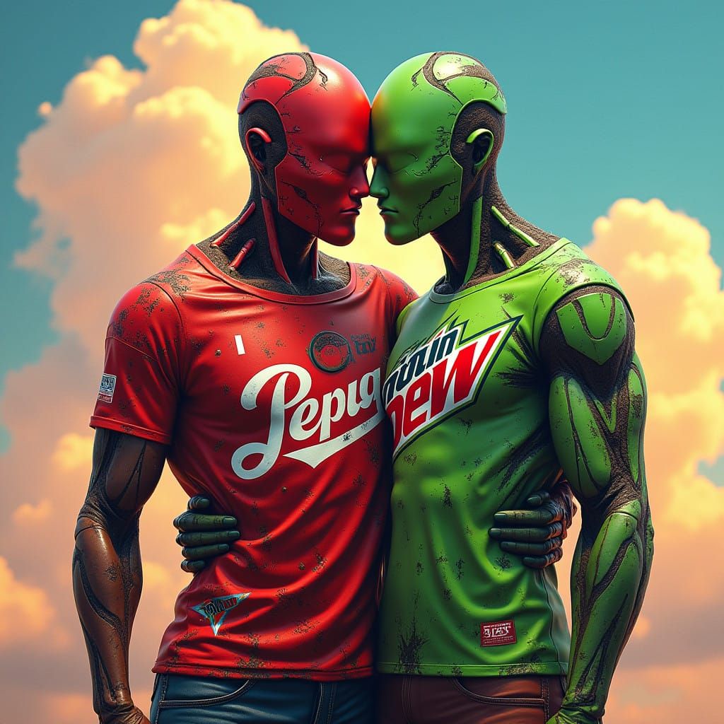 Mesmerizing Coke and Pepsi Humanoids in Vibrant, Dreamlike L...