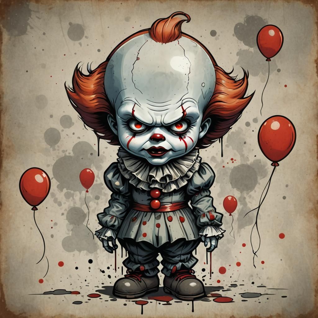 Sad Chibi Pennywise with Burst Balloon