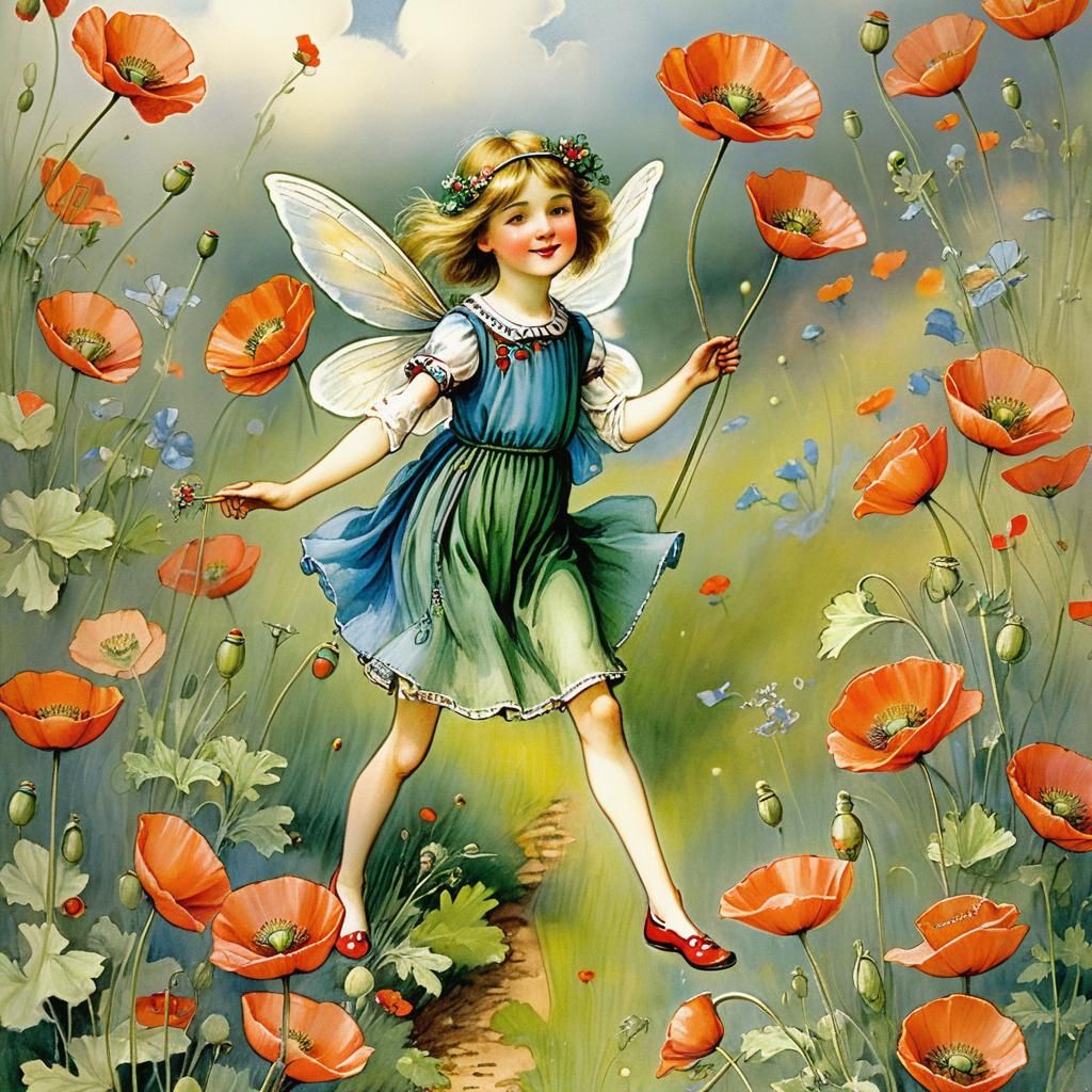 Shirley Poppy Fairy Song, Flower Fairy Art