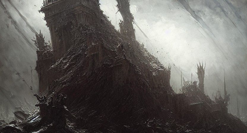 Gothic Ruined Tower Illustration