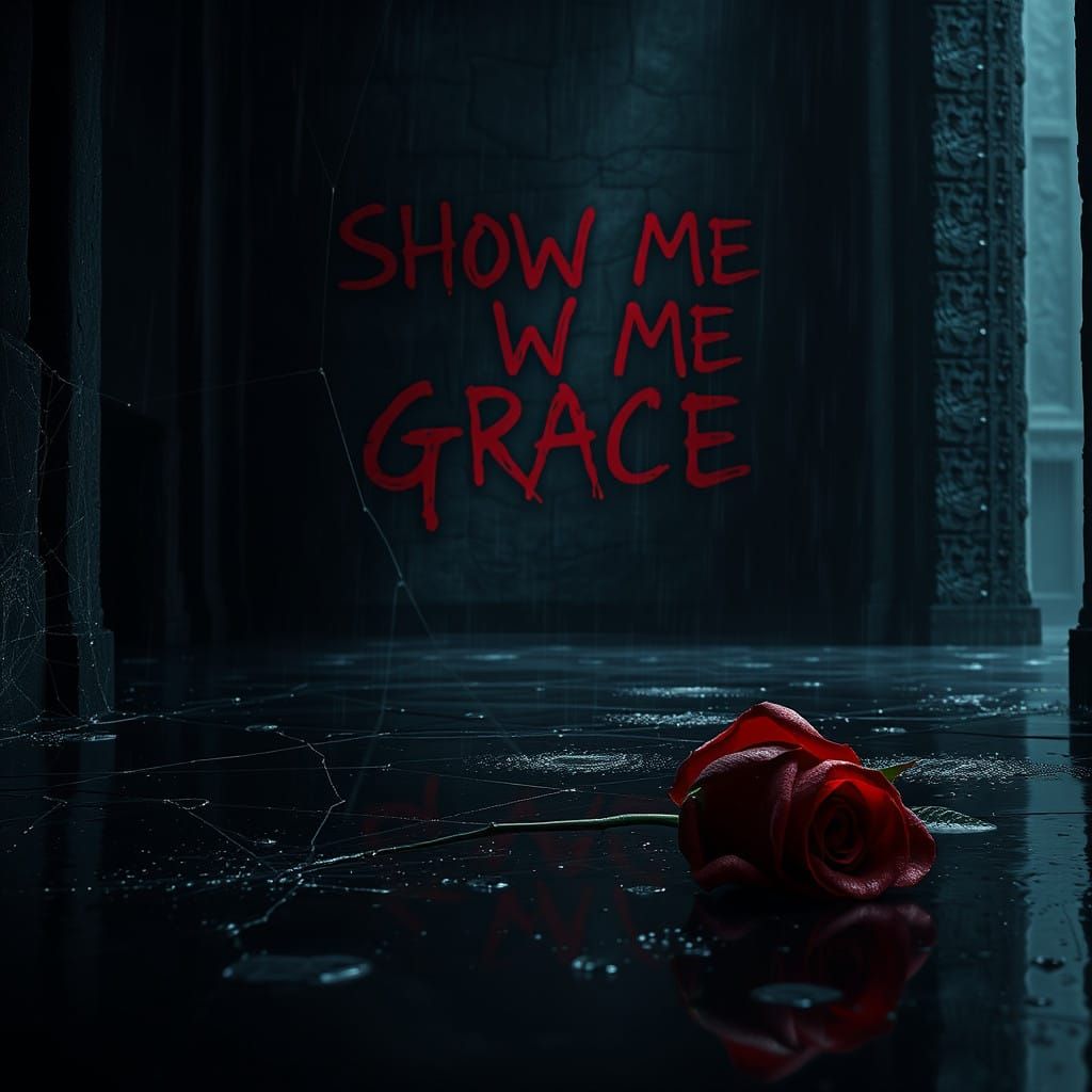 Ethereal Gothic Chamber in High Contrast Black and Red