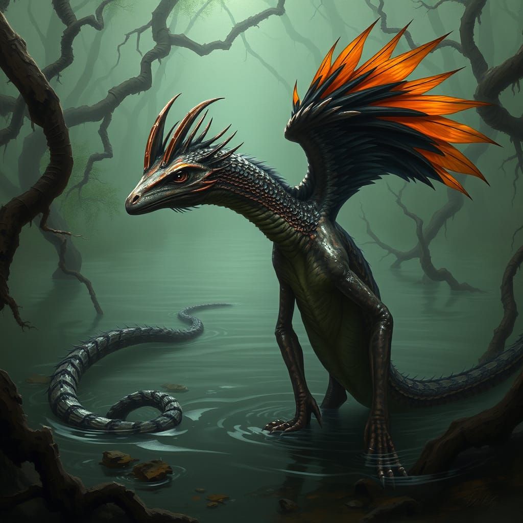 Argonian Hapsleet in Black Marsh, Mystical Landscape