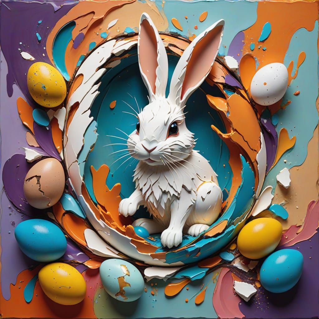abstractional Easter eggs and bunny