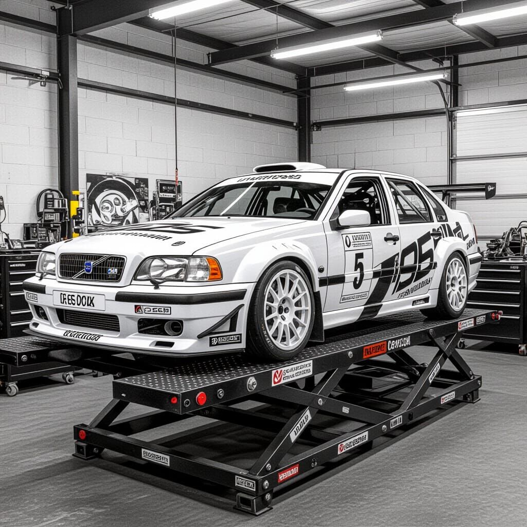 Hyperrealistic Charcoal Drawing of Volvo 850 T5 Race Cars