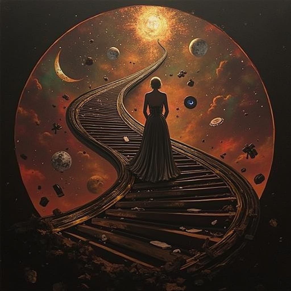 Art Deco Woman on Abstract Staircase